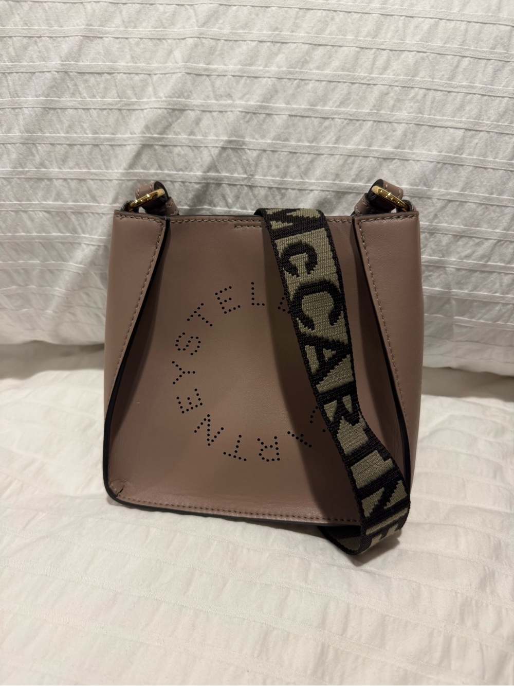 Stella McCartney Mini logo crossbody Taupe color